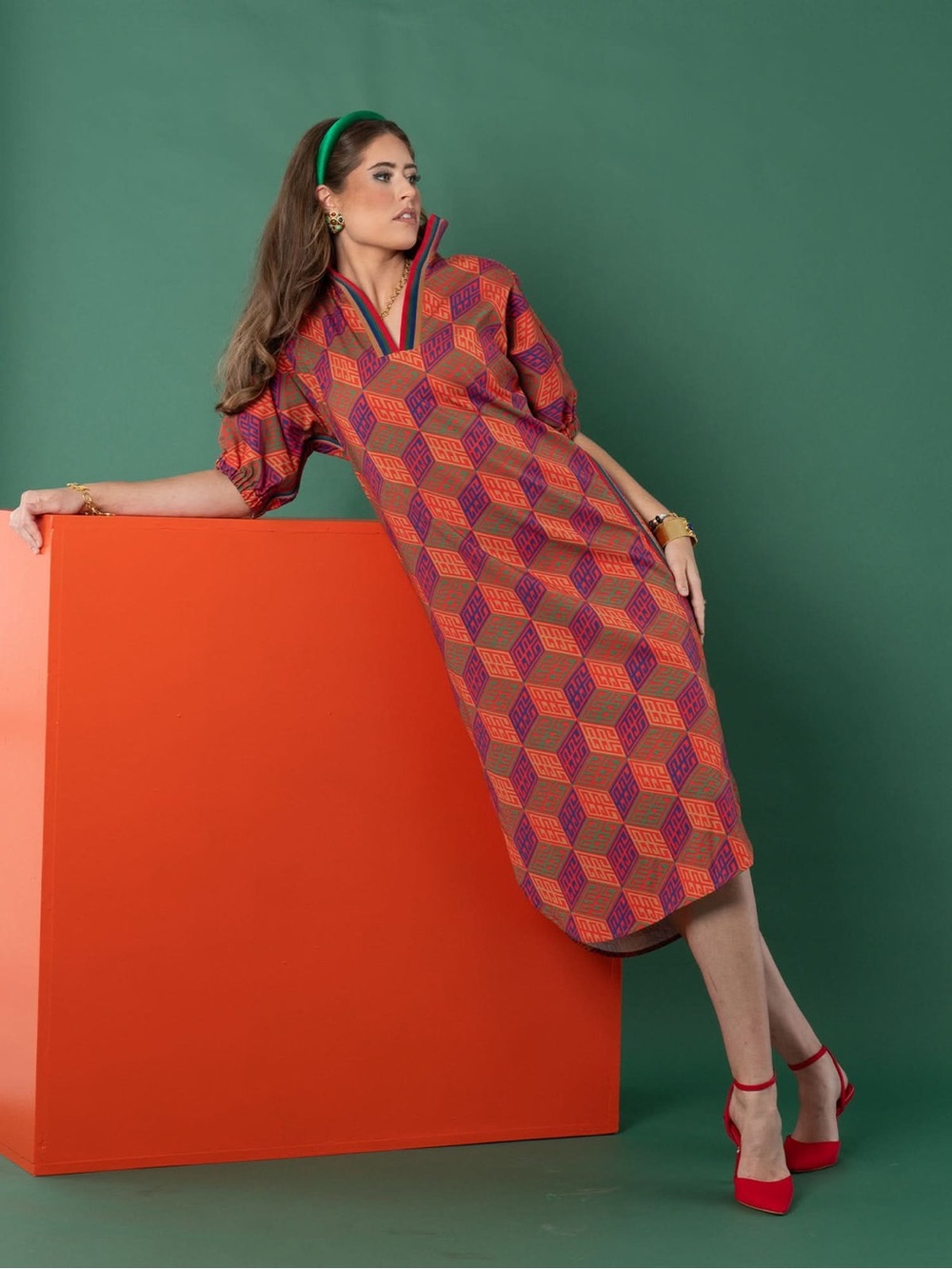 NWT Emily McCarthy Poppy Caftan in Vintage Monogram Large